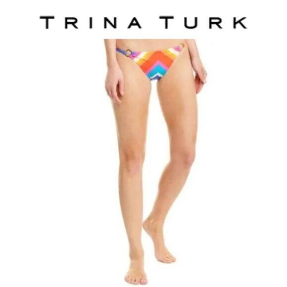 Trina Turk Women's Sunset Chevron String Bikini Bottom Size 6 - Picture 2 of 11